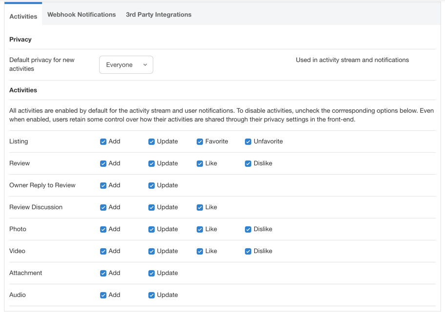 Setup EngageUsers Activities