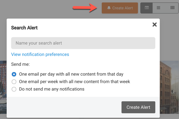 EngageUsers search alert dialog