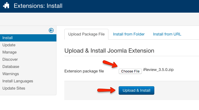 Install template in Joomla