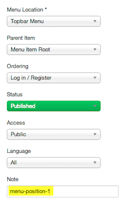 Using menu notes to add the module position name