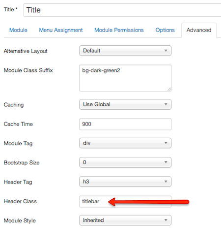 Using the Header Class module parameter