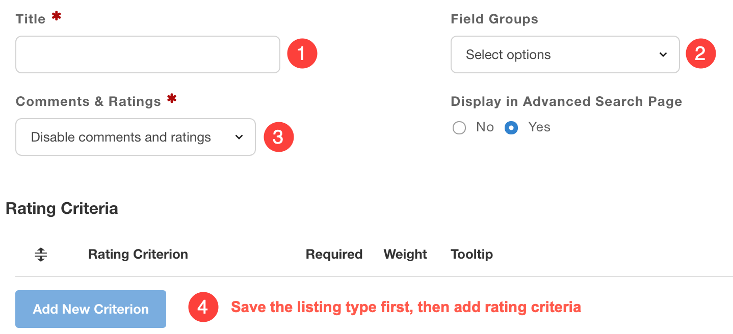 Creating listing types