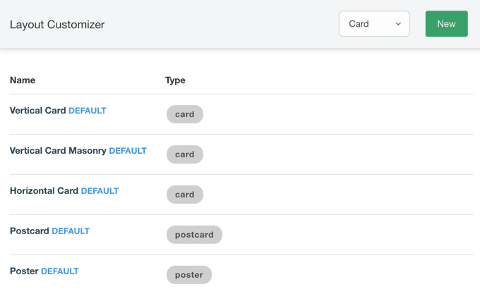 Layout customizer page