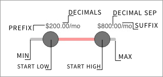 Range Slider configuration options