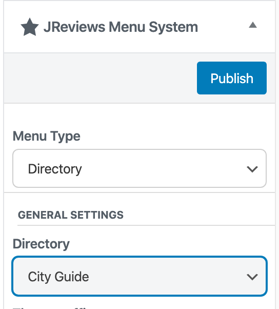 JReviews menu system in WordPress