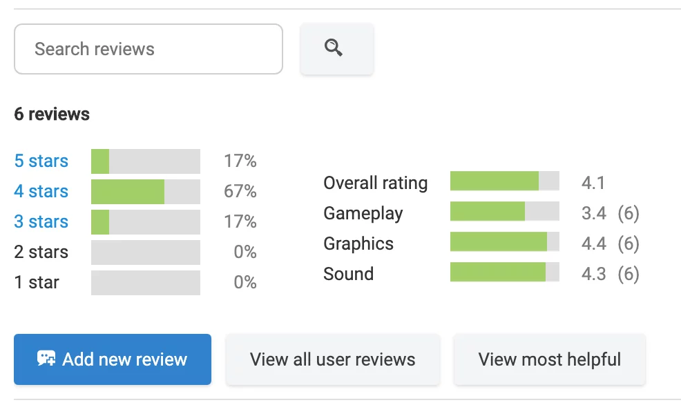 Simple search interface for reviews Simple search interface for reviews