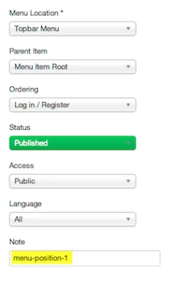 Using menu notes to add the module position name Using menu notes to add the module position name