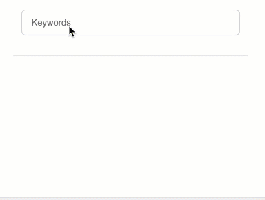 Live search keywords demonstration showing real-time results Live search keywords demonstration showing real-time results