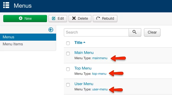 Using menu names to set the slideout menu Using menu names to set the slideout menu