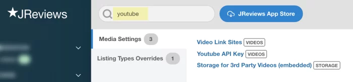 Admin settings search