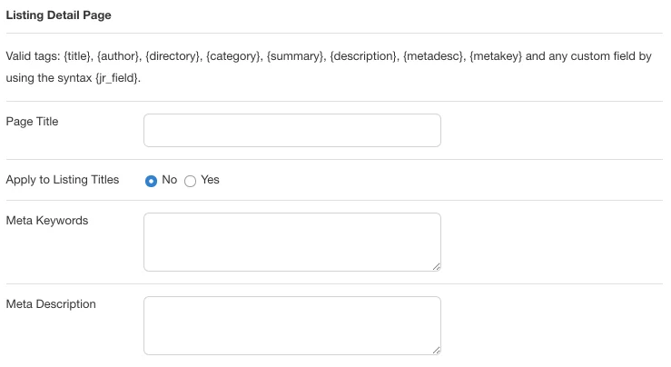 Detail page title and meta description Detail page title and meta description