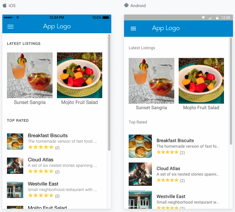 JReviews Mobile App homepage