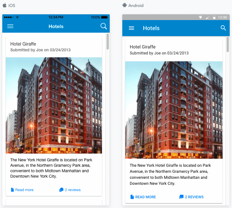 JReviews Mobile App listings card view