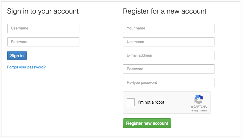 signup page